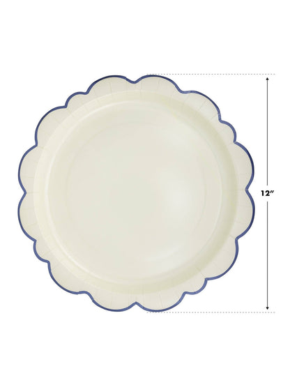 PEM1042 - Pembroke Cream with Blue Edge 12" Paper Plate