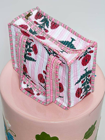 Essentials Mini Quilted Fabric Cube Bag: HONEY STRIPE MULTI