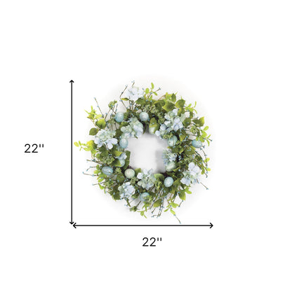 22" Blue And Green Spring Mixed Assortment Artificial Wreath
