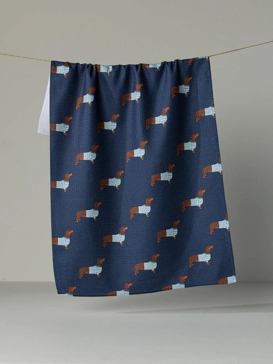 Coastal Dachshund Tea Towel