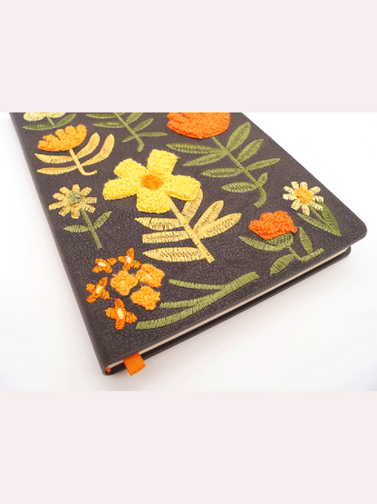 Chunky Flowers Embroidered Journal Notebook