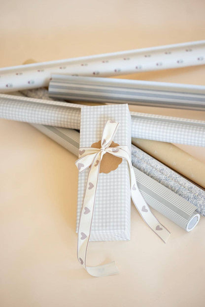 'Taupe Check' wrapping paper roll