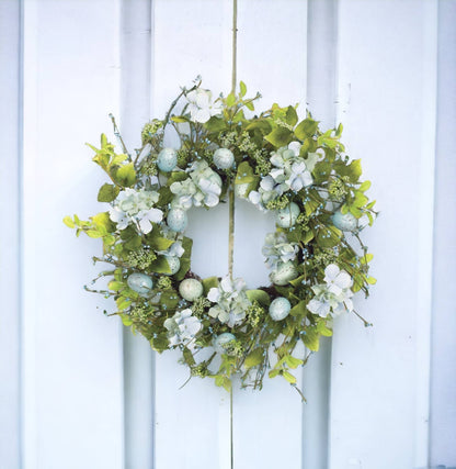 22" Blue And Green Spring Mixed Assortment Artificial Wreath