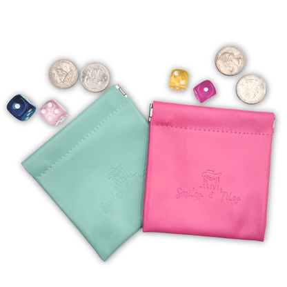 Coin, Dice, Extra Mahjong Tile Pouch  |  4x4" Bag  : Blue