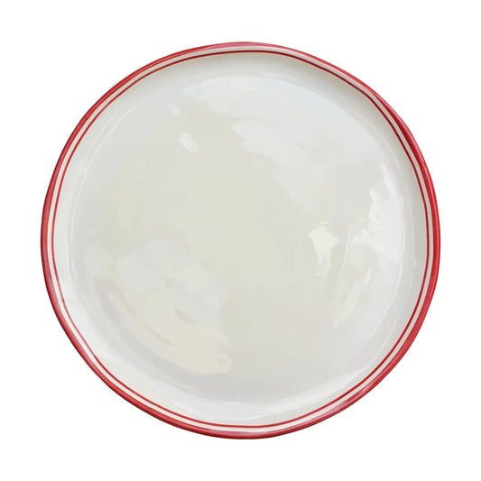 Simple Round Dinner Plate with Red Edge