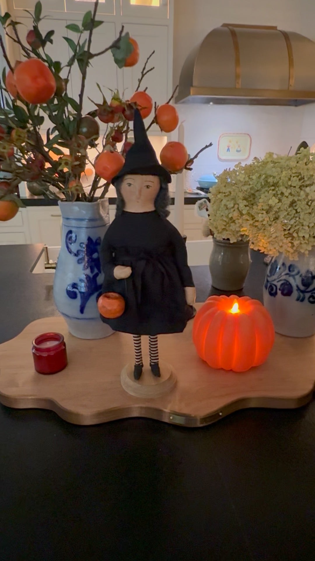 Orange Pumpkin Carved Moving Flame LED Candle 6x5