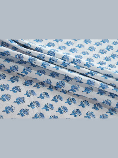 Apatite Blue Hand-Block Printed Cotton Tablecloth