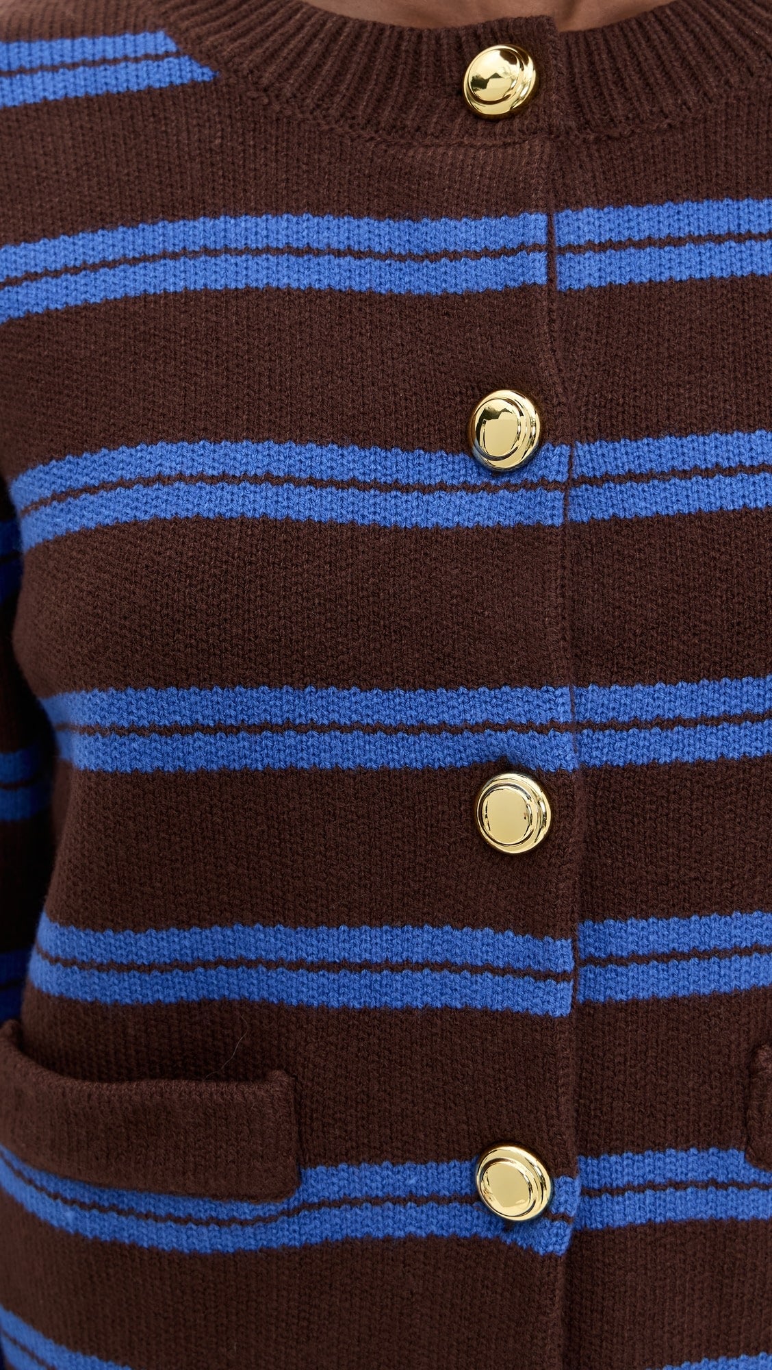 English Factory Blue and Brown Gold Striped Cardigan