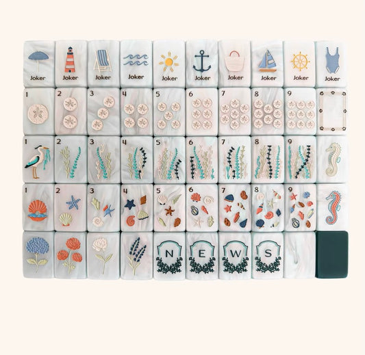 Coastal Luxury Pearl Mahjong Tiles Set