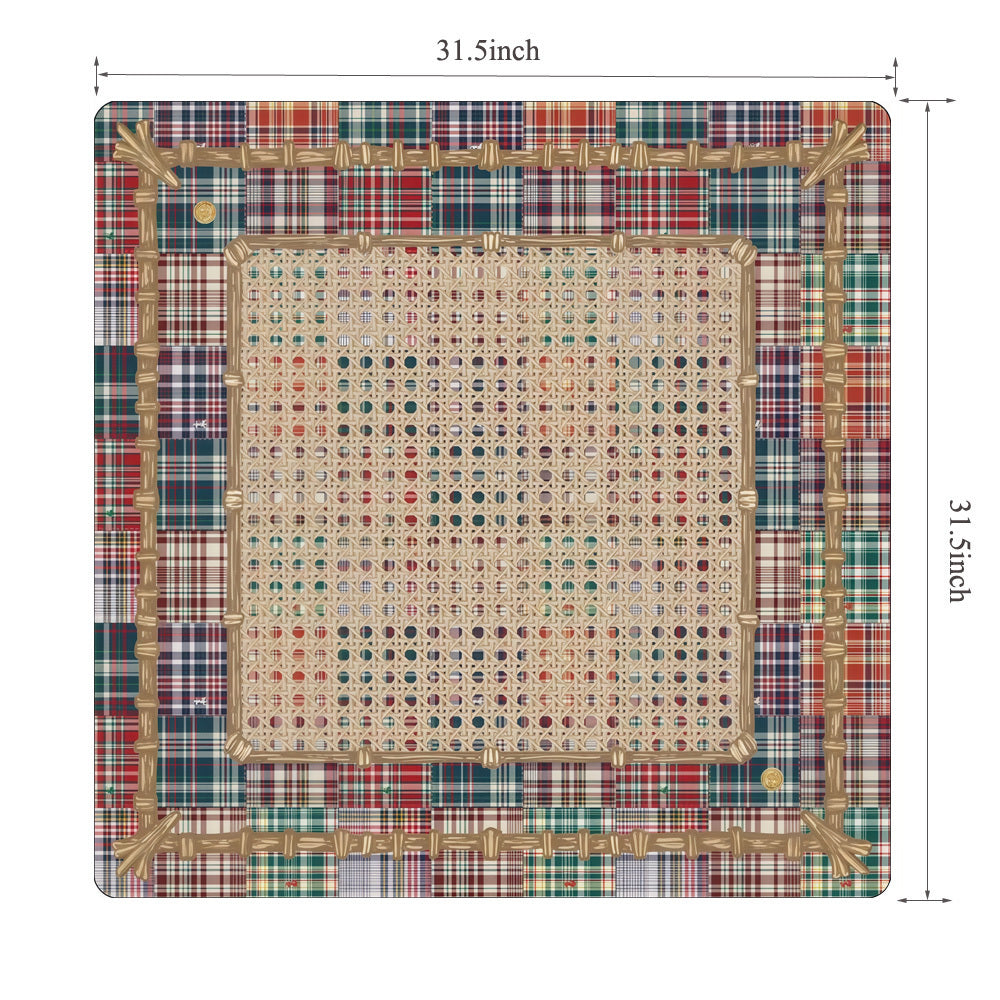 Madras Plaid Mahjong Table Mat 31.5" x 31.5"