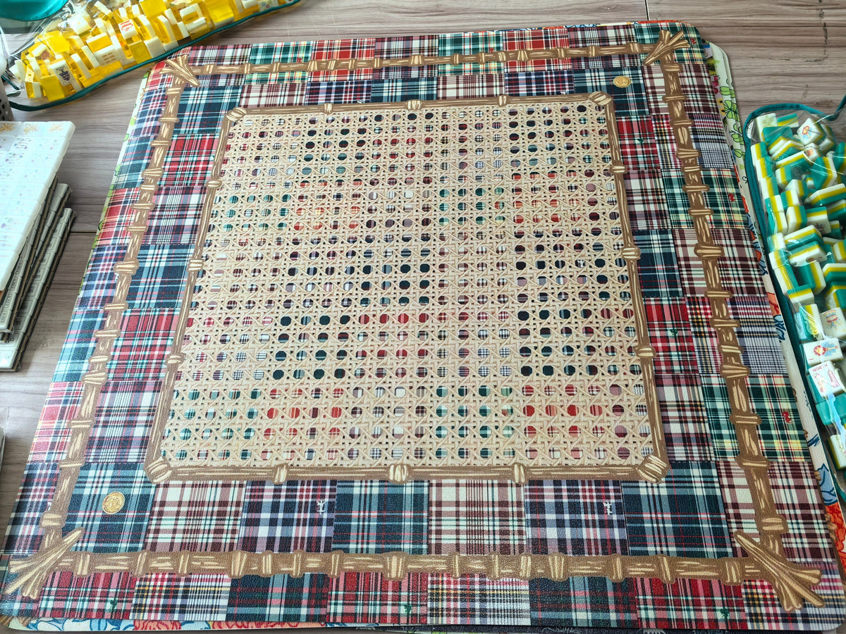 Madras Plaid Mahjong Table Mat 31.5" x 31.5"