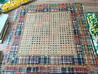 Madras Plaid Mahjong Table Mat 31.5" x 31.5"