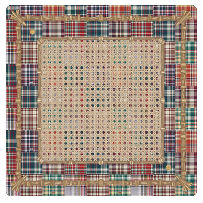 Madras Plaid Mahjong Table Mat 31.5" x 31.5"