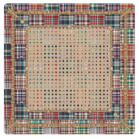 Madras Plaid Mahjong Table Mat 31.5" x 31.5"