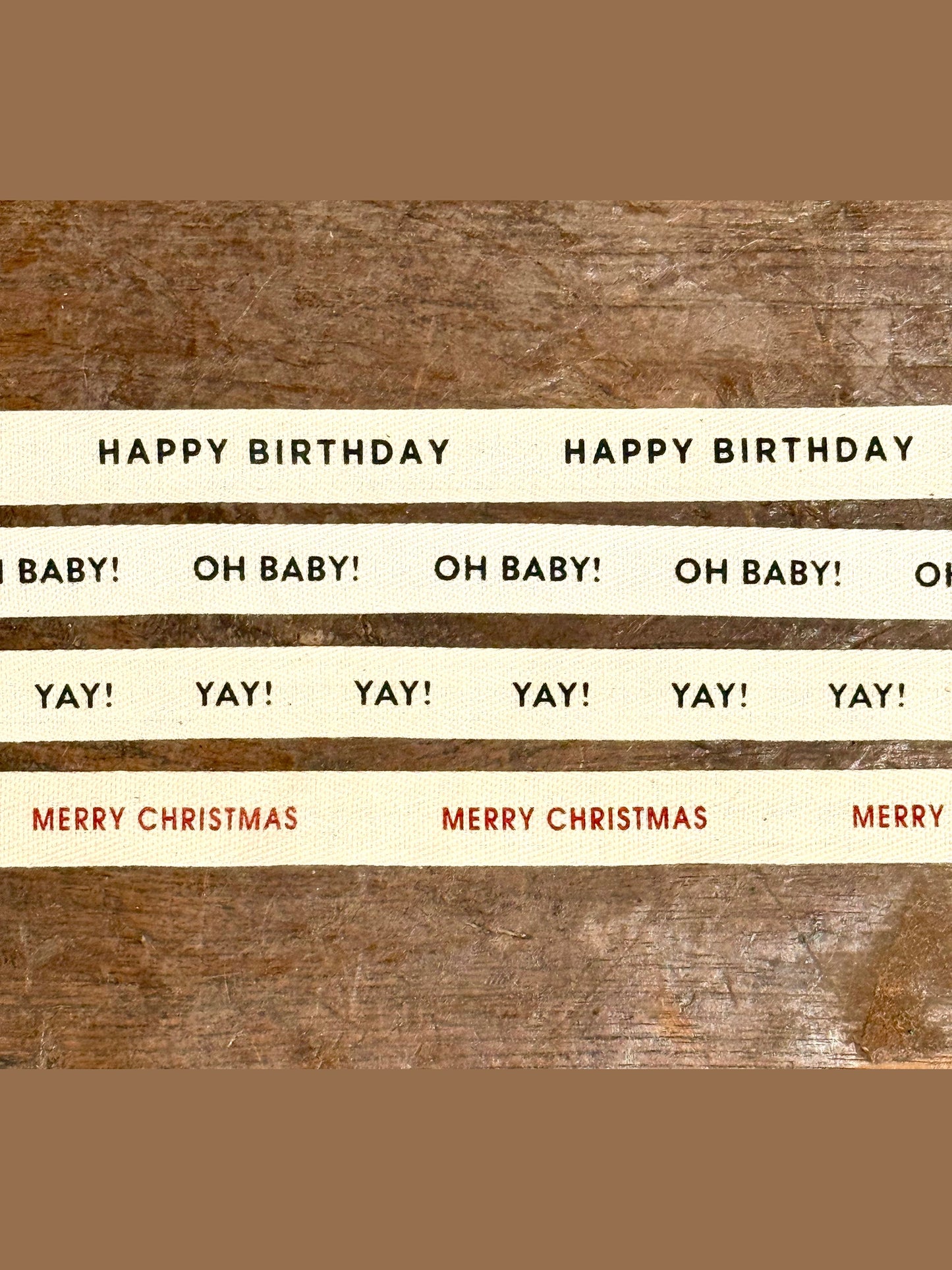 Cotton Herringbone Celebration Ribbon with Text