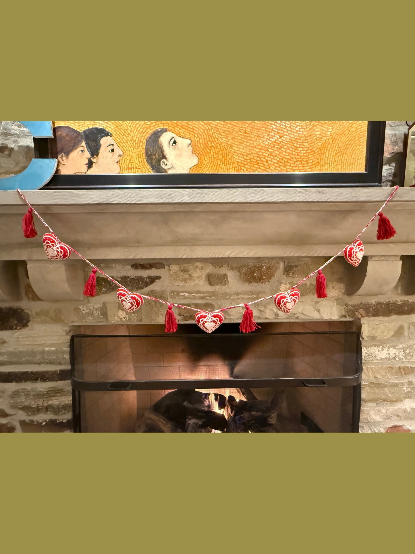 Valentine Heart Garland - Red
