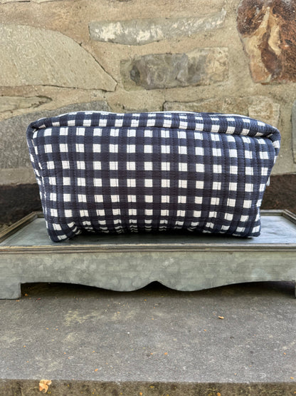 Quilted Storage Bag - Navy and White Check