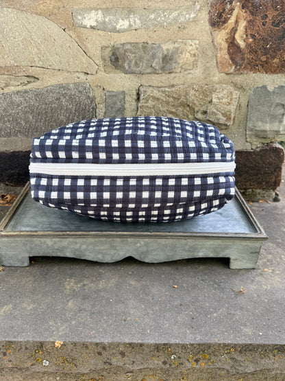 Quilted Storage Bag - Navy and White Check