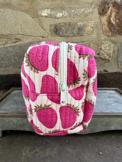 Quilted Storage Bag- Strawberry