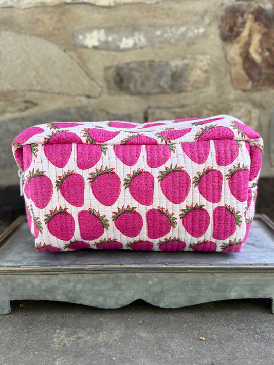 Quilted Storage Bag- Strawberry