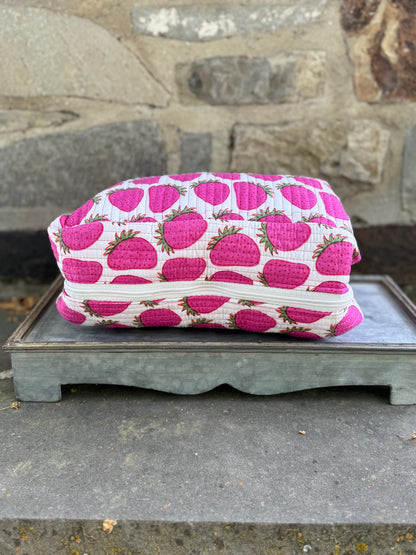 Quilted Storage Bag- Strawberry