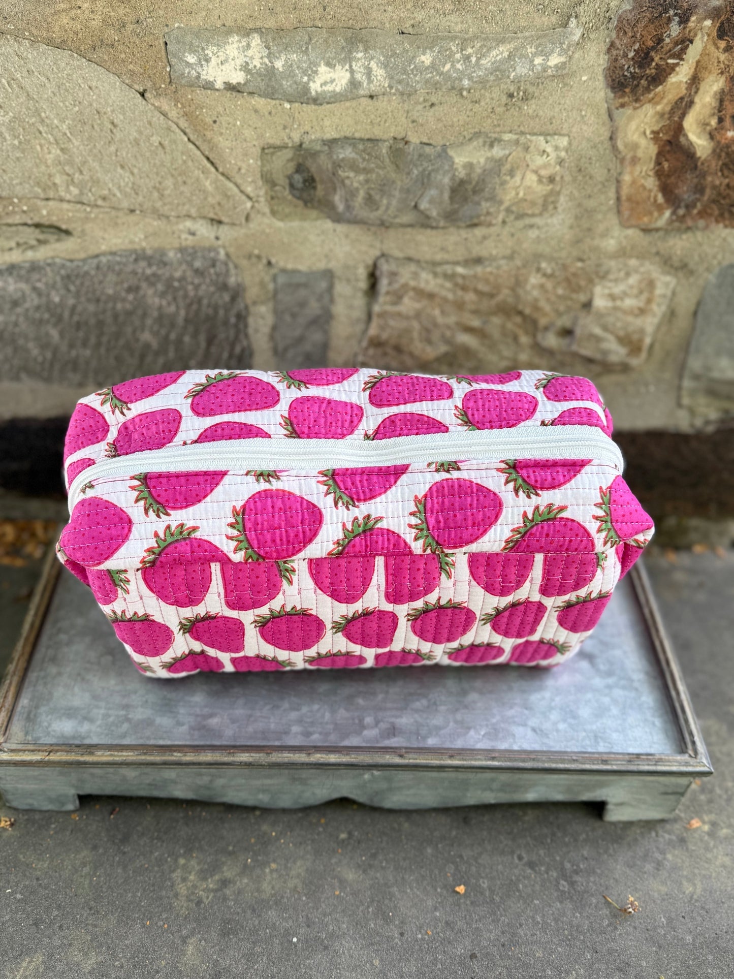 Quilted Storage Bag- Strawberry