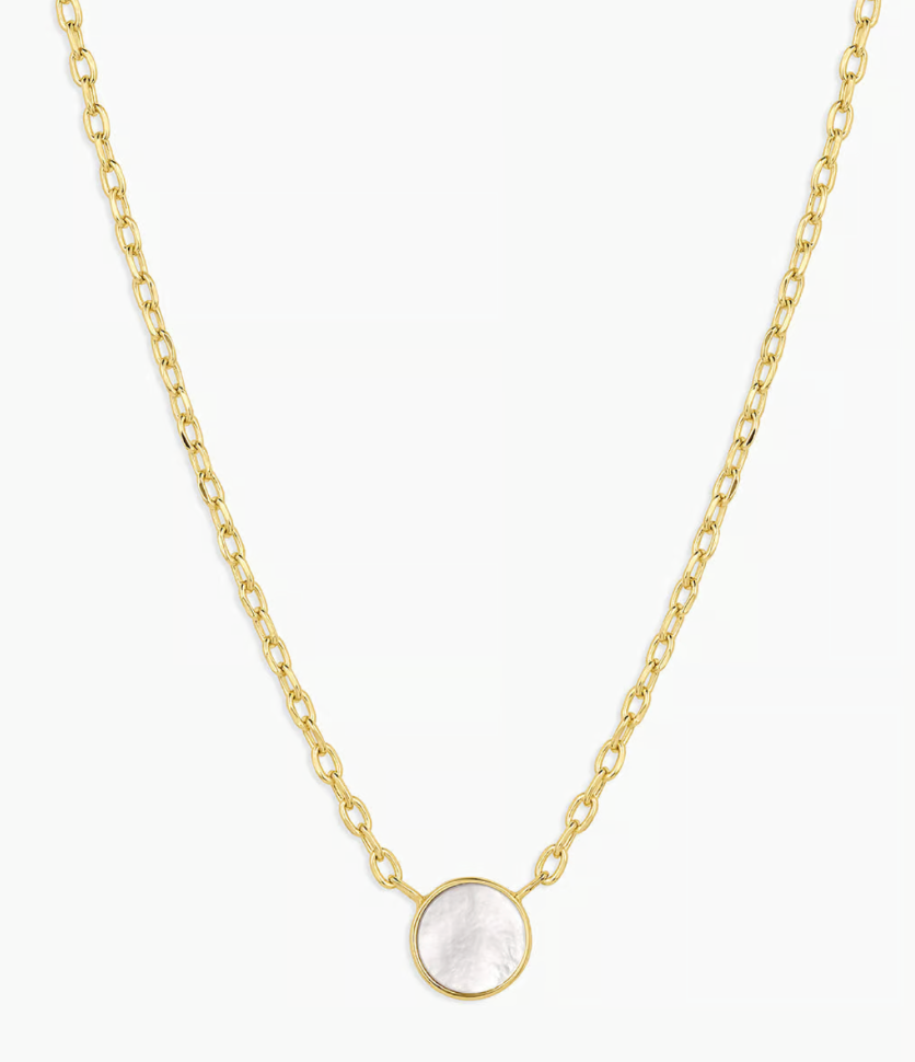 Gorjana Mother of Pearl Rose Marble Coin Necklace
