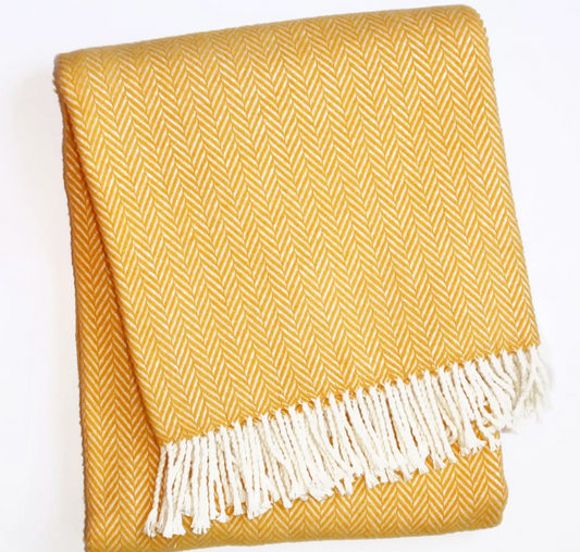 Herringbone Plush Throw (Yellow)