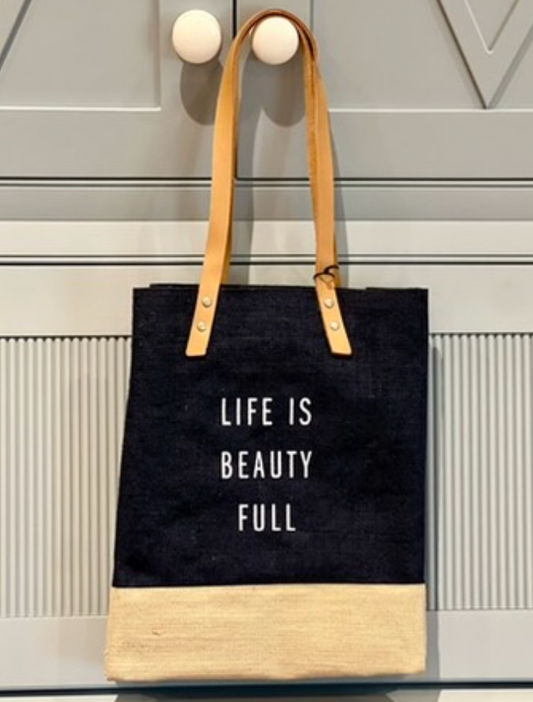Navy Tote "Life is Beauty Full"