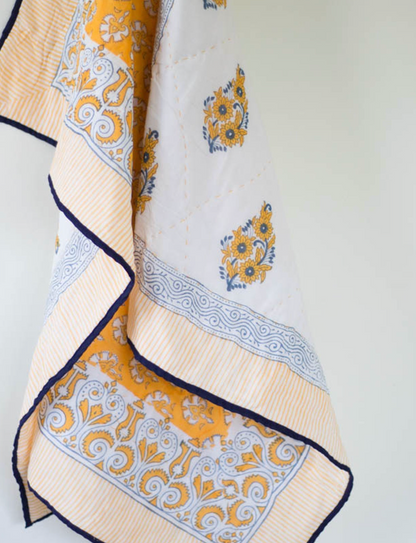 The "Abby" Marigold Paisley Block Print Quilt (Twin)