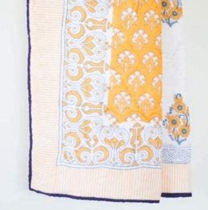 The "Abby" Marigold Paisley Block Print Quilt (Twin)