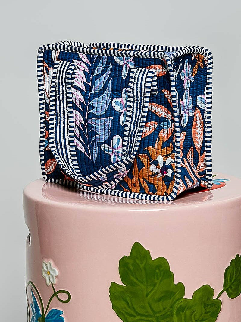 Essentials Mini Quilted Fabric Cube Bag: HONEY STRIPE MULTI