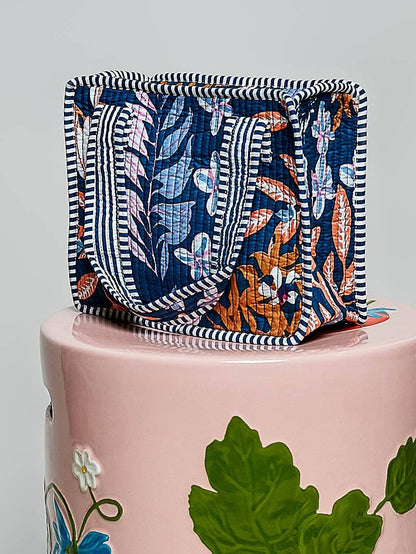 Essentials Mini Quilted Fabric Cube Bag: HONEY STRIPE MULTI