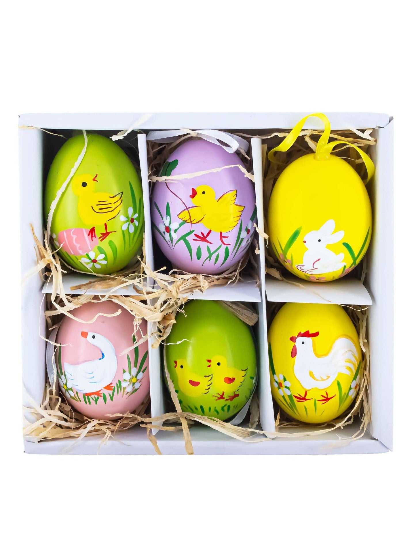 Set of 6 Real Eggshell Bunny and Friends Easter Eggs Ornaments
