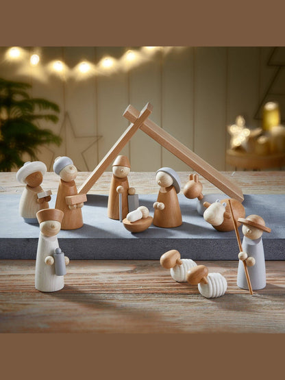 Natural Wood Nativity Set – Classic Wooden Christmas Playset