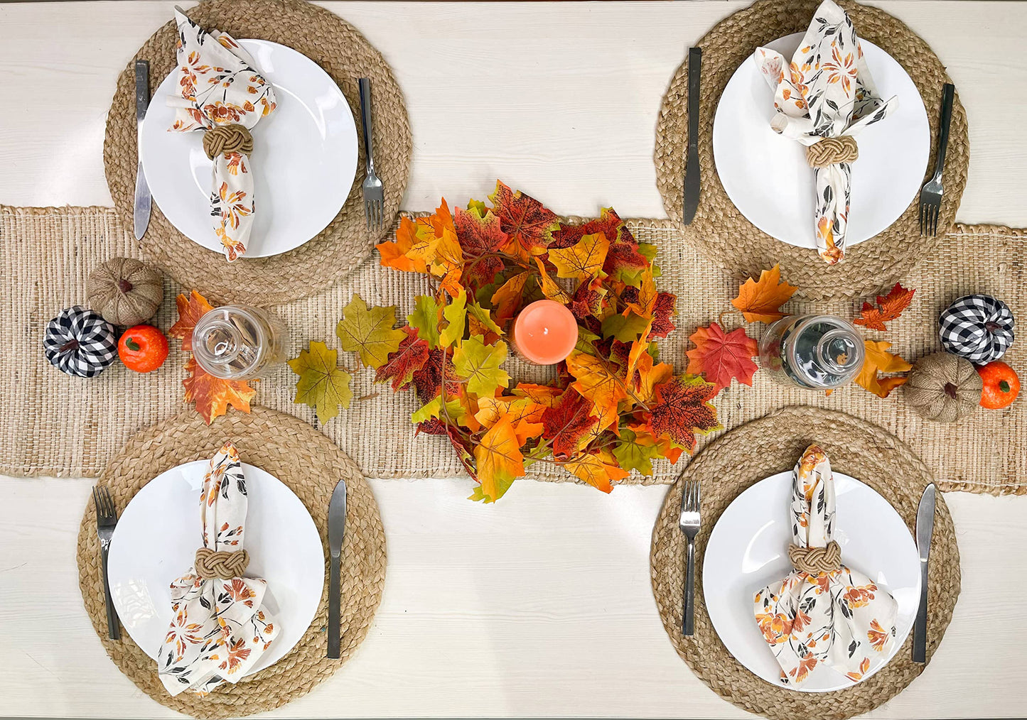 Natural Jute Hand Braided Round Placemats, Set of 4- 15 Inch diameter