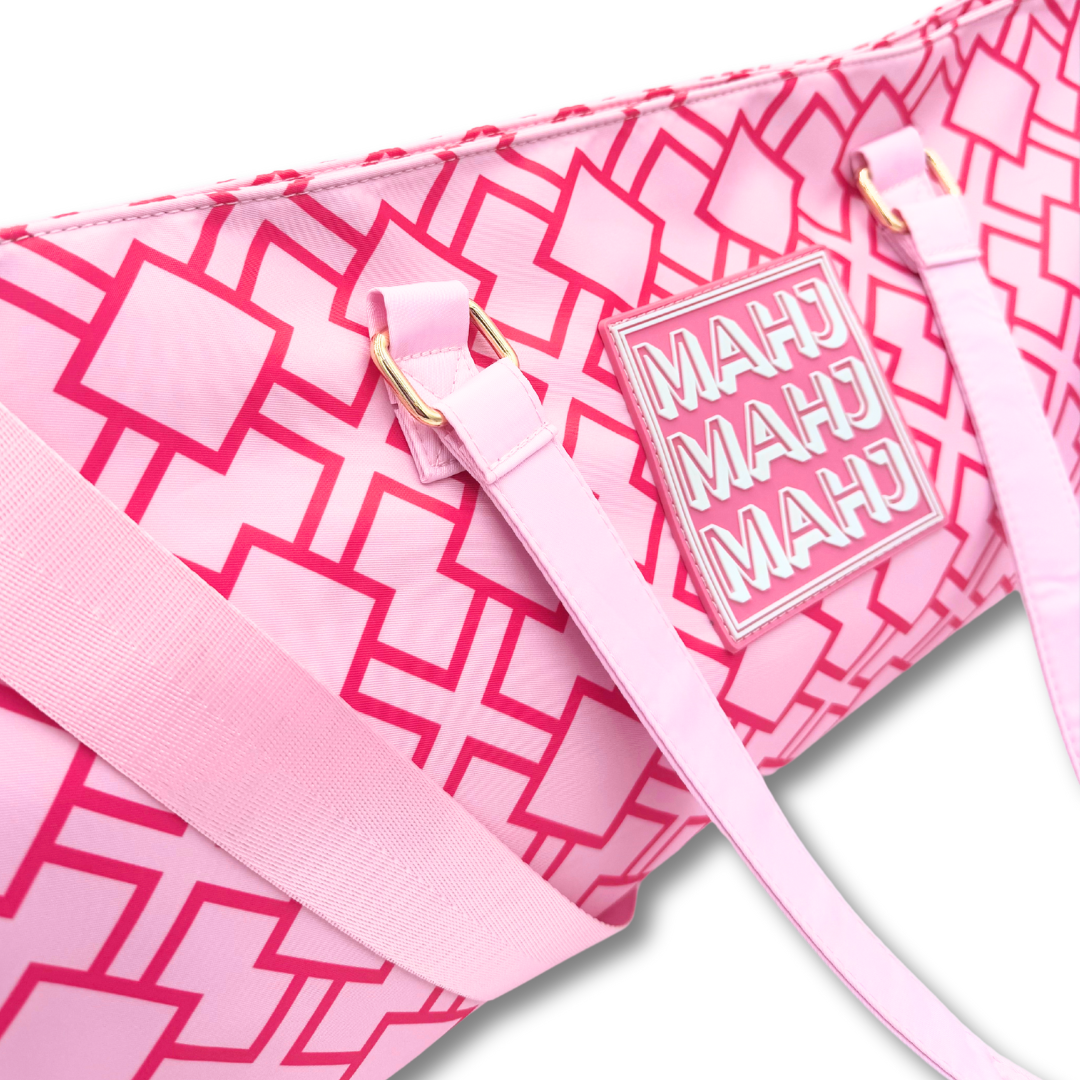 MAHJONG TOTE BAG  |  Wide with Zipper Closure: Arrows- Blue Tote Bag