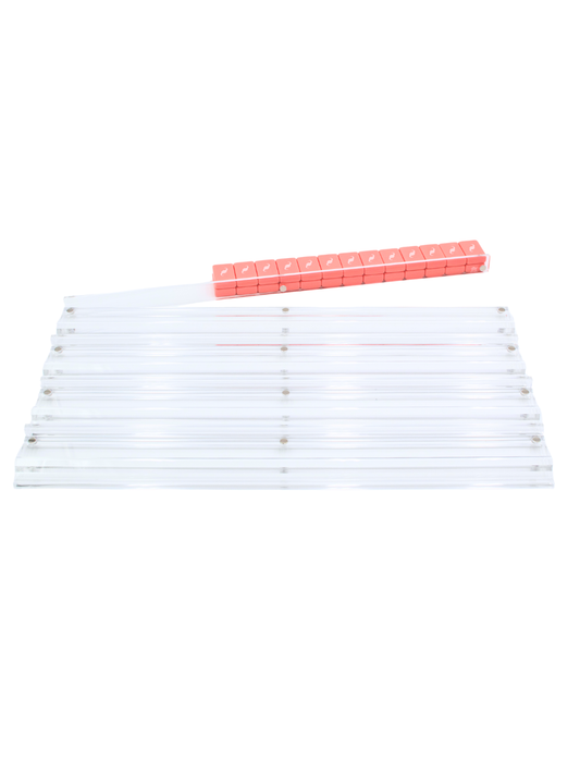 20" MAHJONG RACKS | Premium Acrylic | 4 Racks + 4 Pushers: Transparent Clear