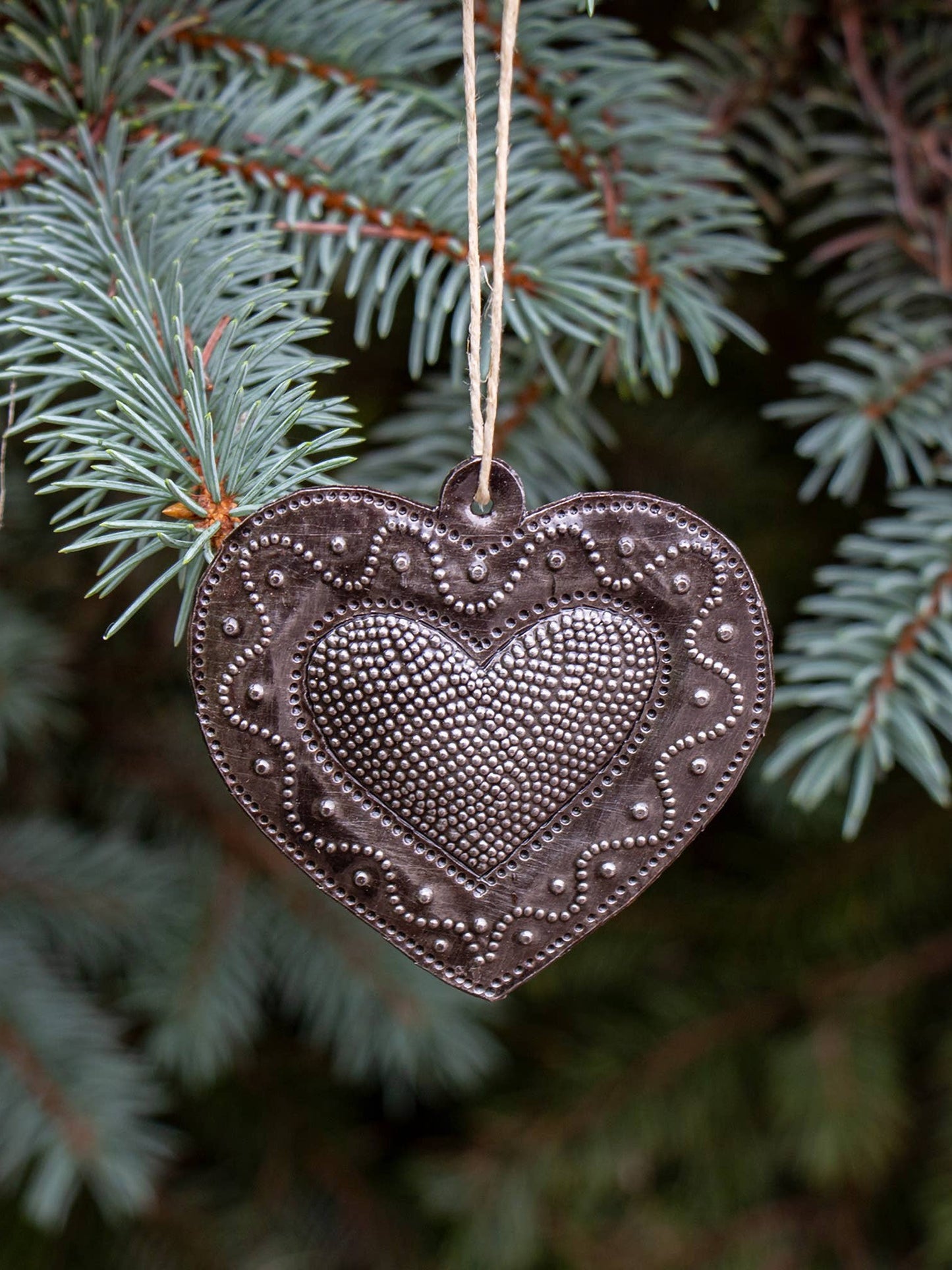 Swirly Metal Heart Christmas or Valentine's Ornament