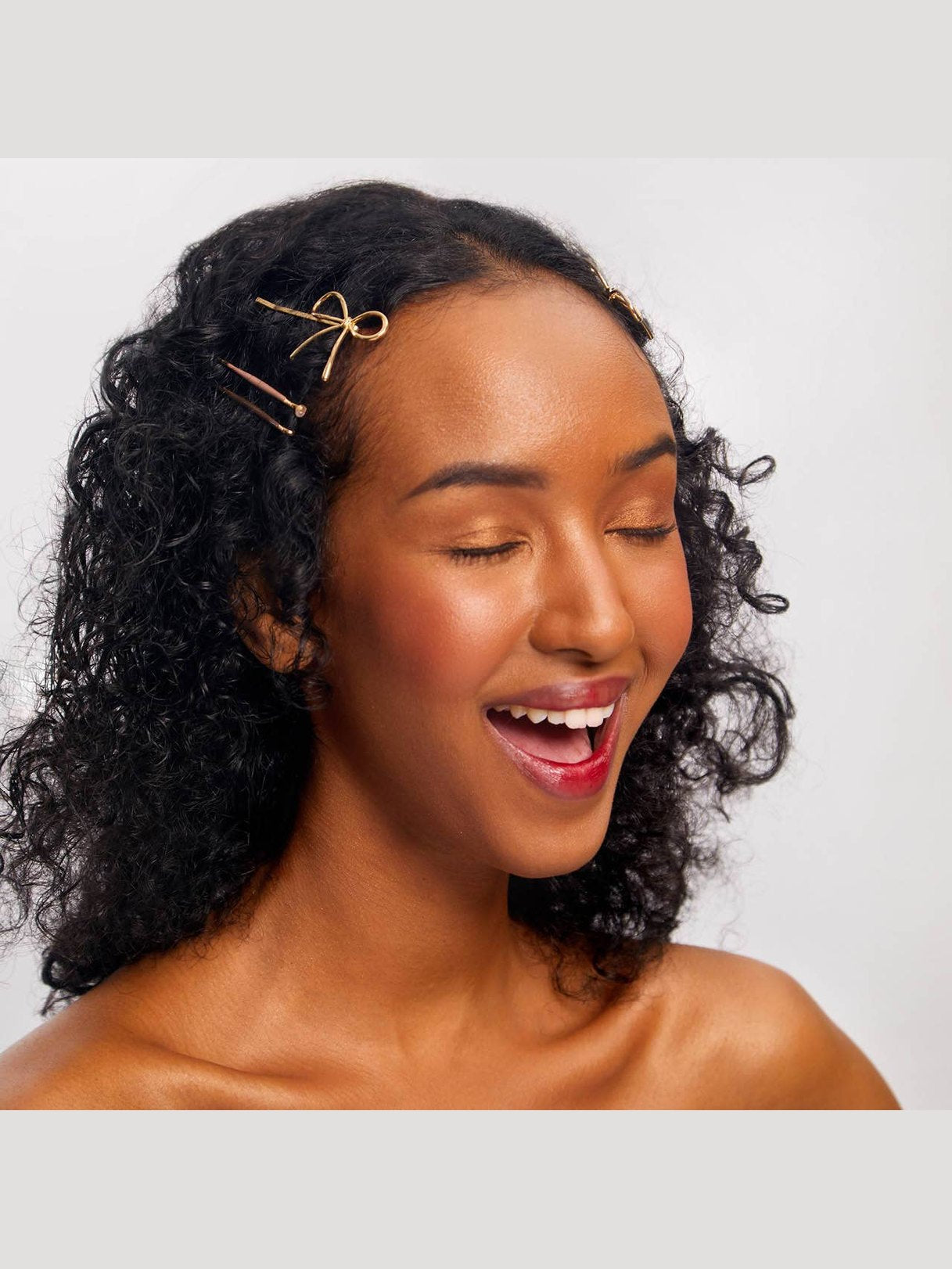 Metal Enamel Cloud & Bow Bobby Pins 8pc Set - Rosewood