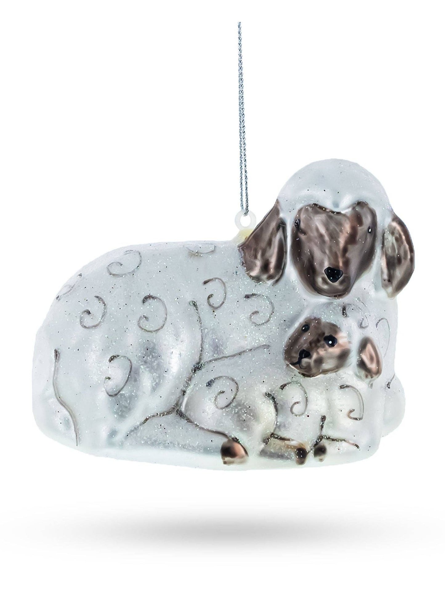 Sheep Family Glass Ornament