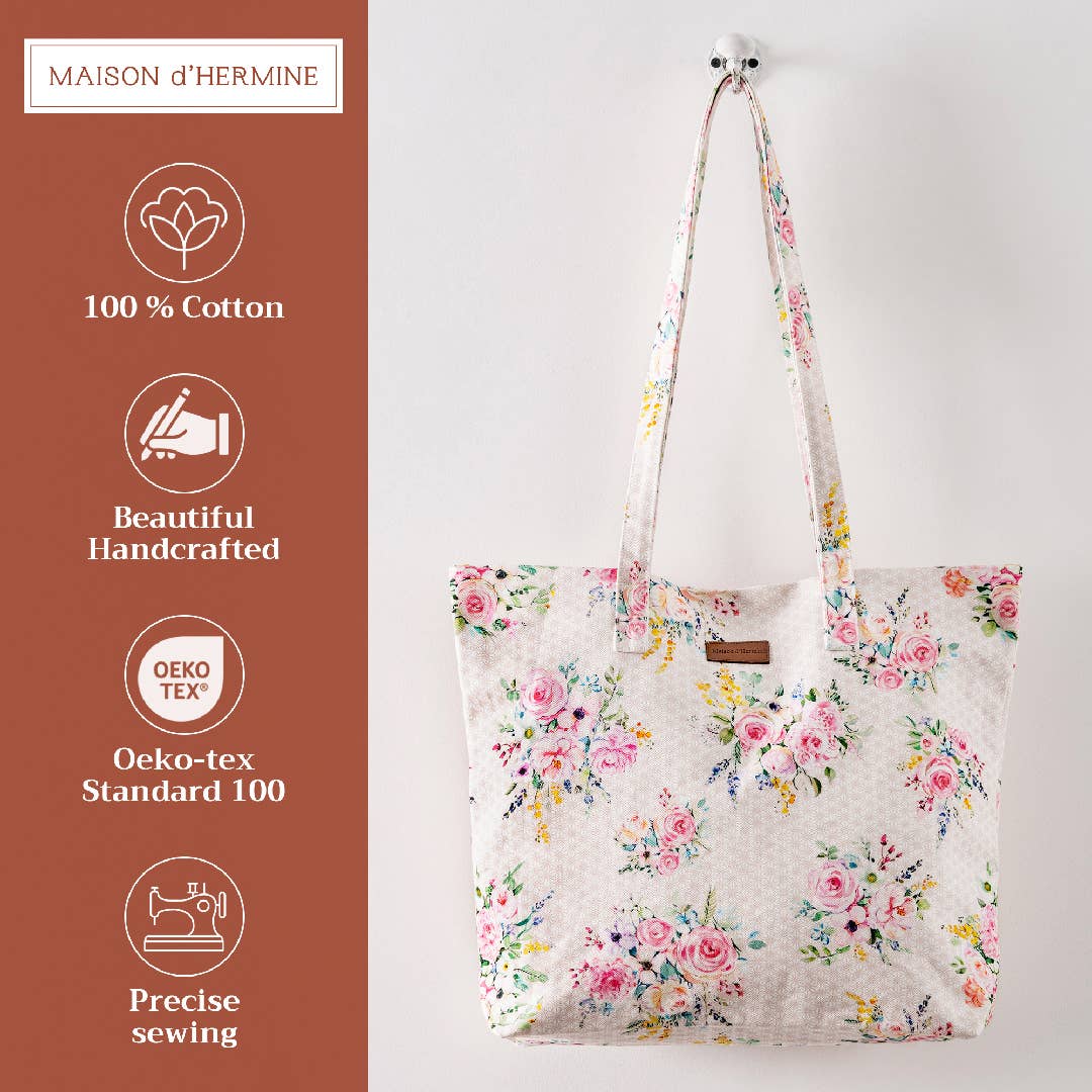 Canvas Tote Bag 100% Cotton Sweet Rose Lavender - Lush