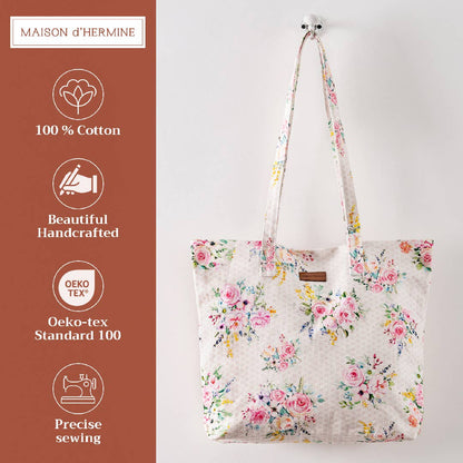 Canvas Tote Bag 100% Cotton Sweet Rose Lavender - Lush