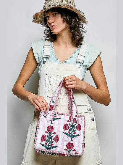 Essentials Mini Quilted Fabric Cube Bag: HONEY STRIPE MULTI