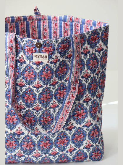 Nautical Nantucket print reversible tote -Small laptop bag