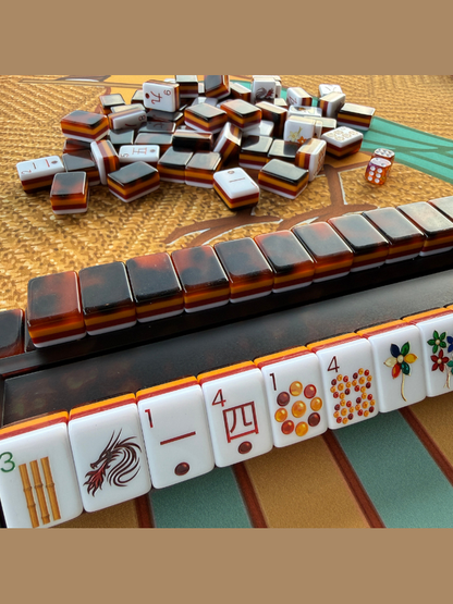 Tortoise Shell Mahjong Rack & Pusher Set Matte Finish: Tortoise Shell
