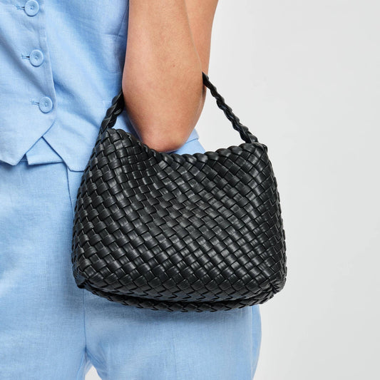 Kaia Woven Crossbody Bag: Black