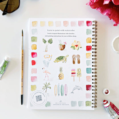 Tropical watercolor paint workbook