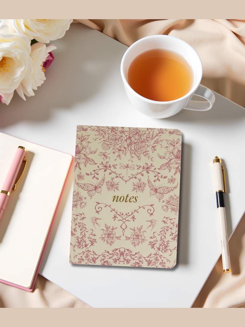 Red Toile Notes Journal, Hardcover Stationery