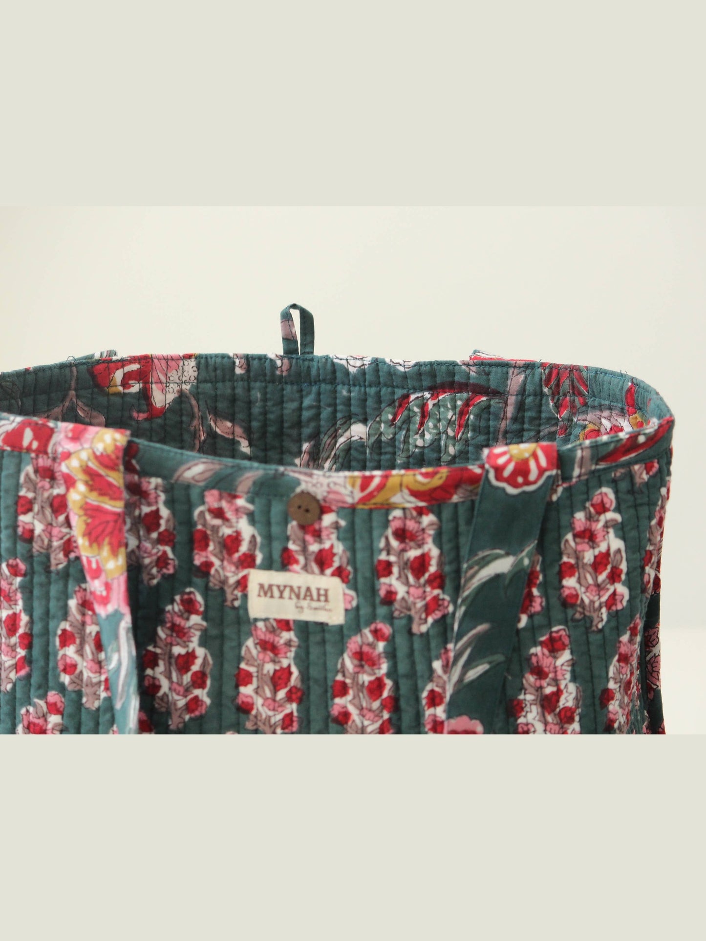 Emerald garden print reversible tote bag-Small laptop bag